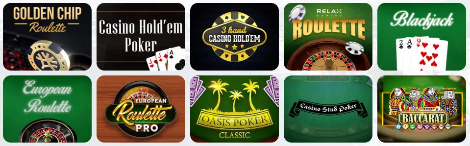 Jeux de table au DONBET CASINO